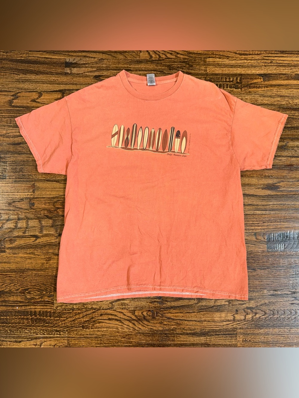 Vintage 90s HAWAII Kauai Waimea Canyon Red Dirt Surfboard Graphic T-Shirt Sz XL